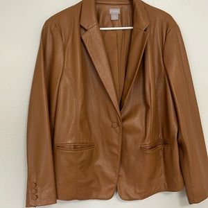 Chico’s Tan/Brown Vegan Leather Blazer